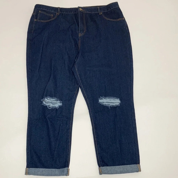 Boohoo Dark Wash Distressed Jeans Sz: 20 - Picture 1 of 7